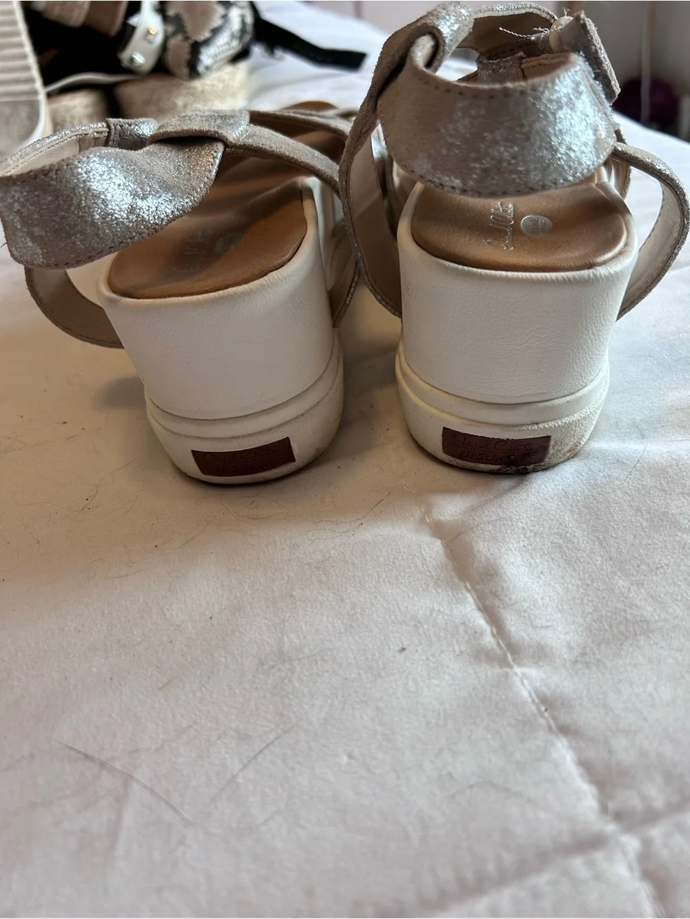 Dr. Scholl's Shimmery Silver Platform Sandals